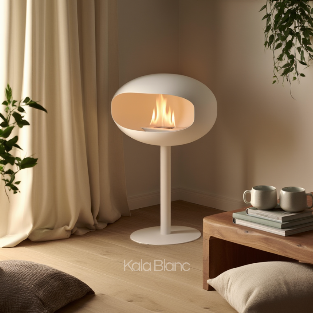 Cheminée Bio-Éthanol à poser blanche