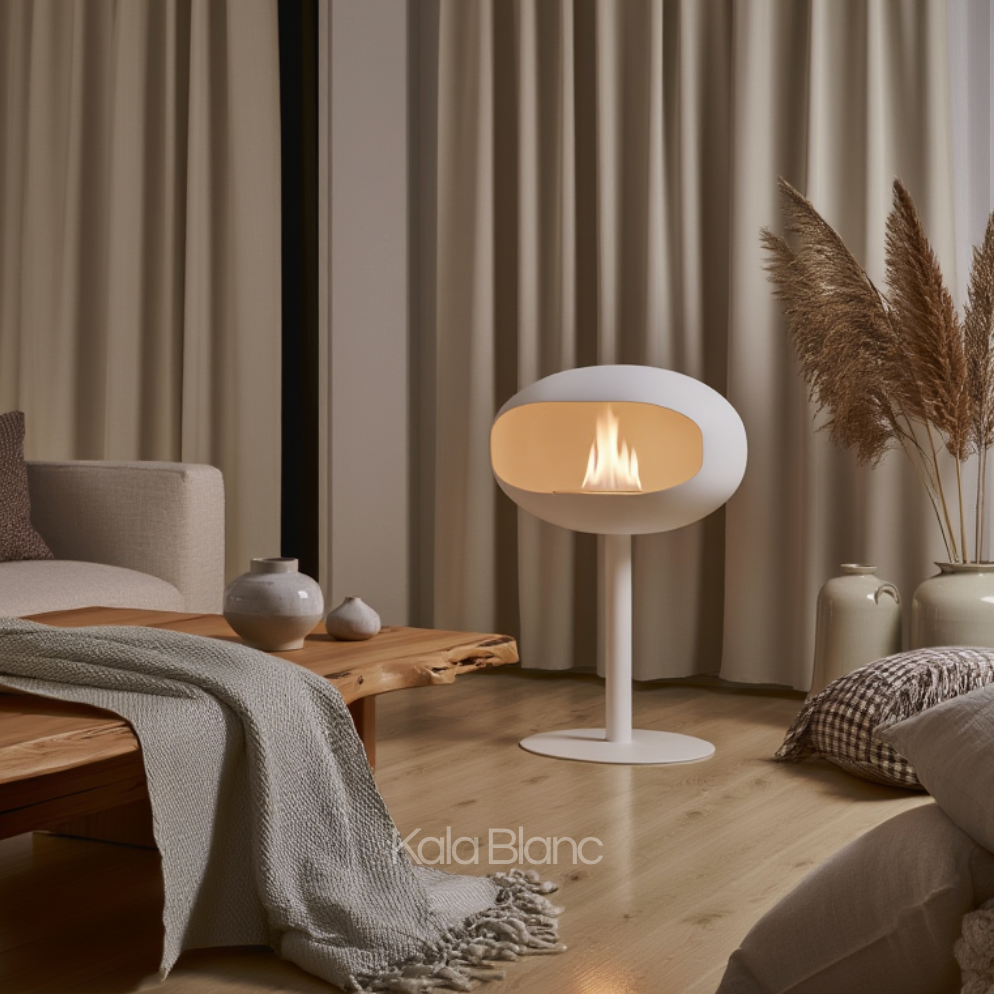 Cheminée Bio-Éthanol à poser blanche