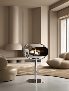 Cheminée Bio-Éthanol à poser chrome