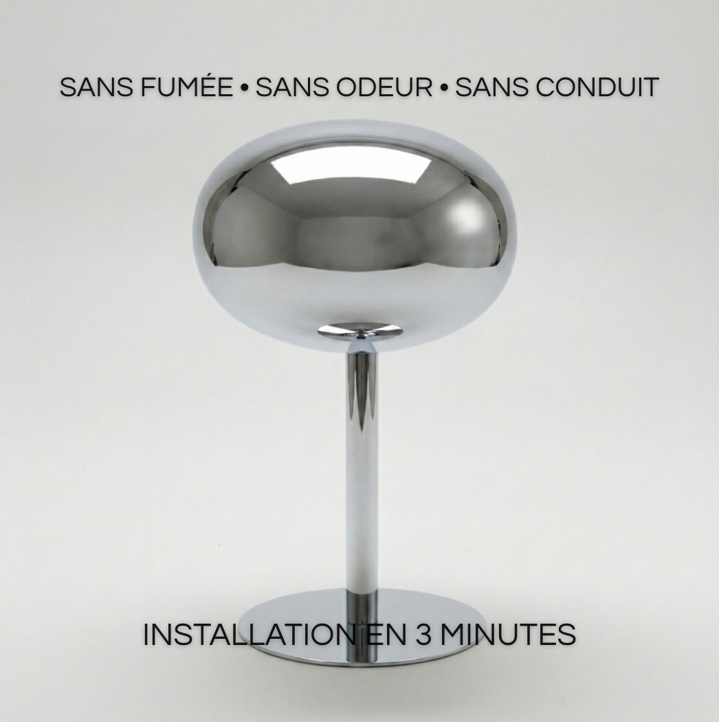 Cheminée Bio-Éthanol à poser chrome