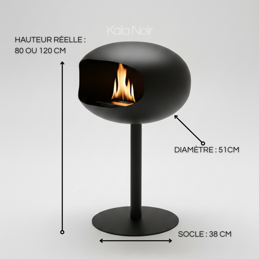 Cheminée Bio-Éthanol à poser noir