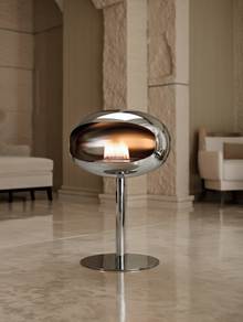 Cheminée Bio-Éthanol à poser chrome